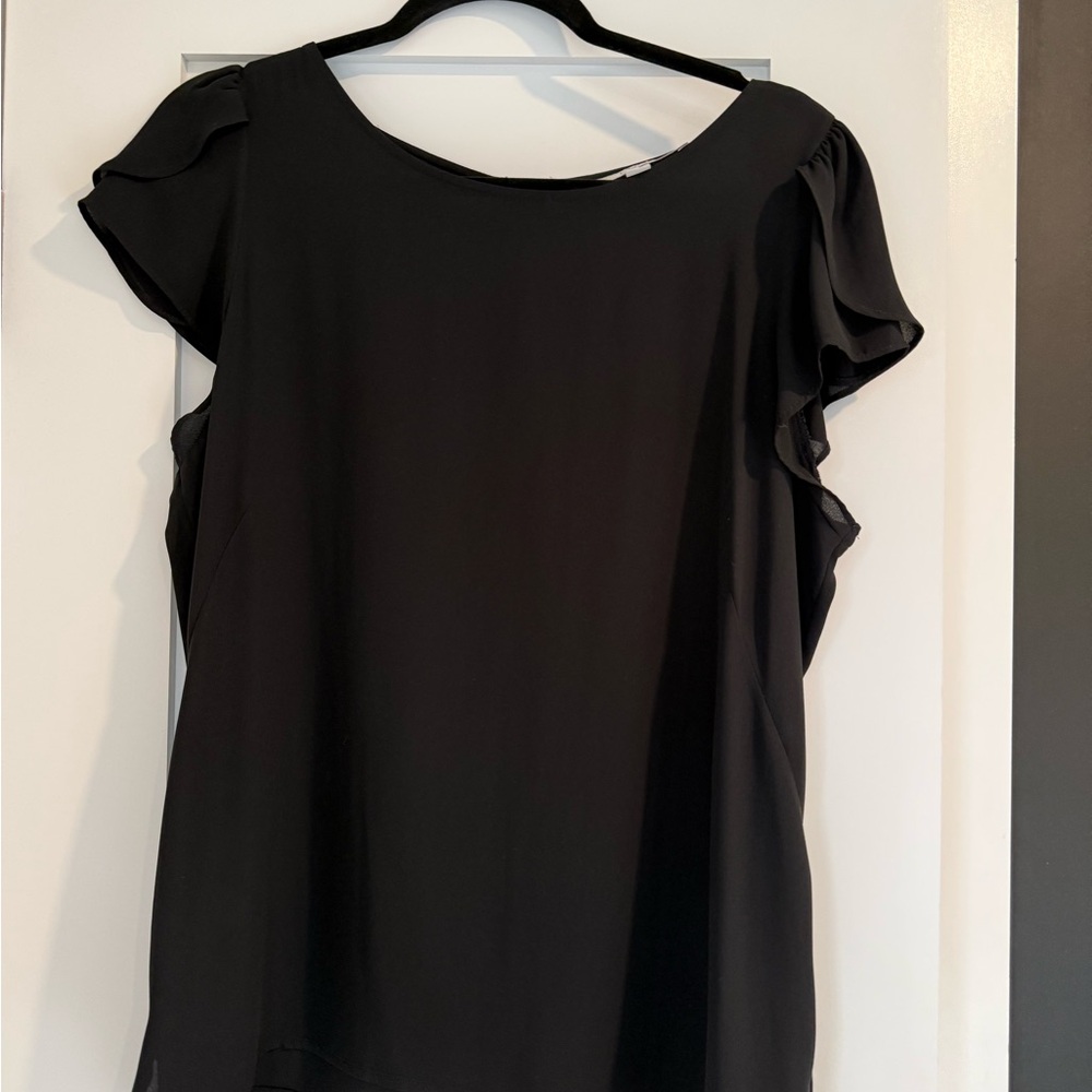 LOFT Elegant Black Flutter Sleeve Blouse